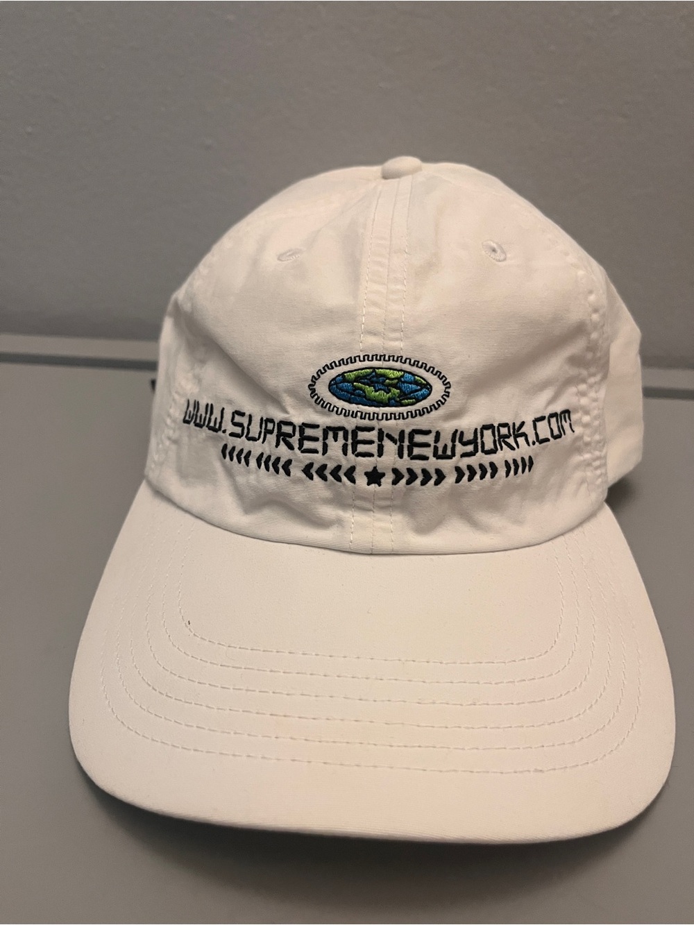 White Supreme URL 6-Panel cap from the Spring/Summer 2022 season